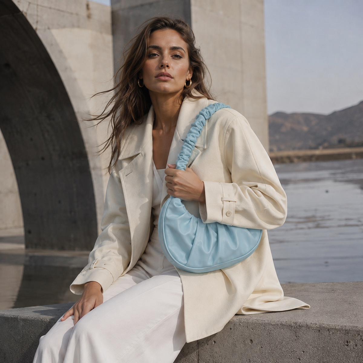 Fashion Pleated Handlebags for Women PU Cloud Bags Leisure Armpit Bag Shopping Shoulder Bags Dumpling Handbag Female Hand Bags