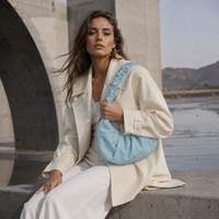 Fashion Pleated Handlebags for Women PU Cloud Bags Leisure Armpit Bag Shopping Shoulder Bags Dumpling Handbag Female Hand Bags
