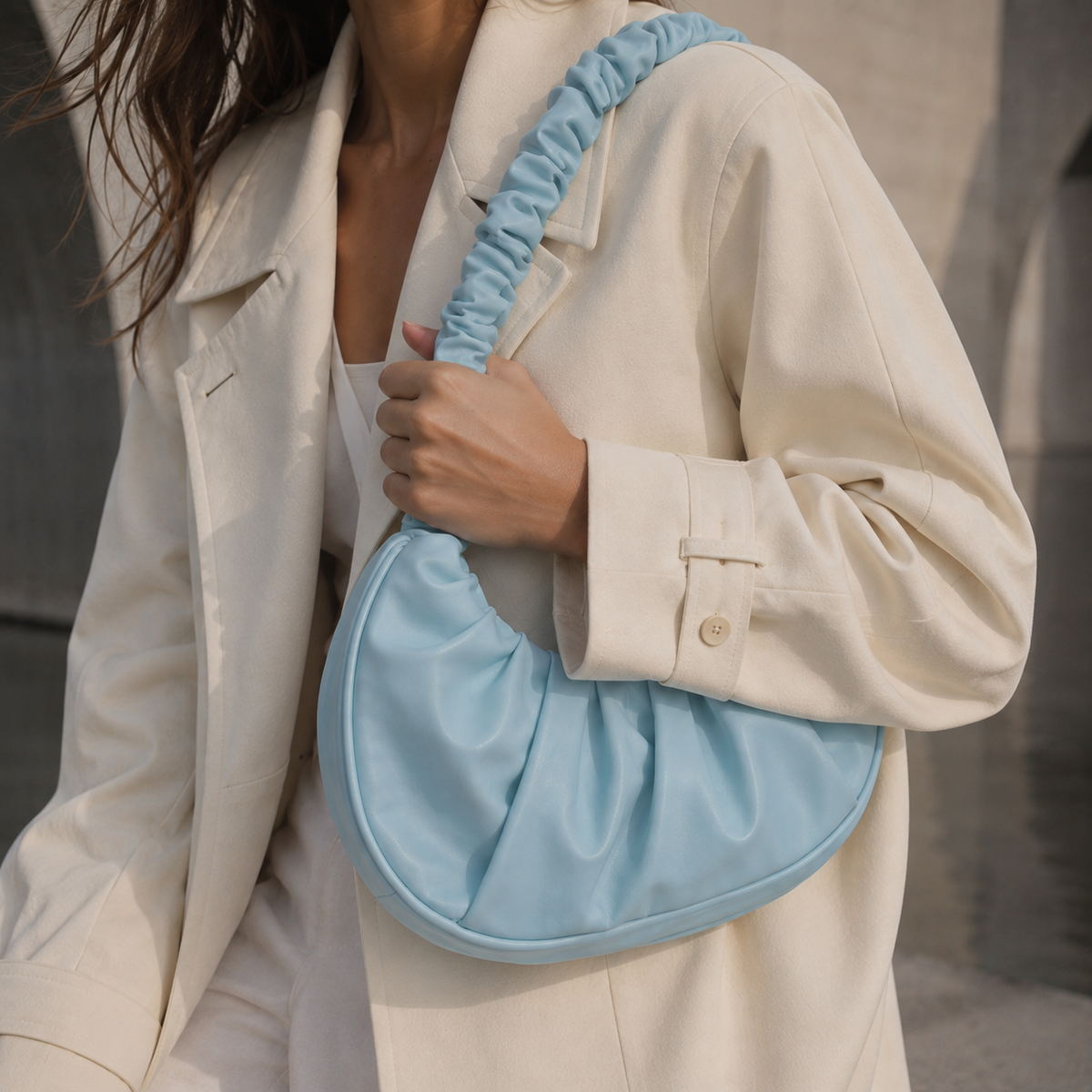 Fashion Pleated Handlebags for Women PU Cloud Bags Leisure Armpit Bag Shopping Shoulder Bags Dumpling Handbag Female Hand Bags